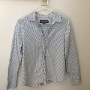 Vineyard Vines blue and white women's button-down